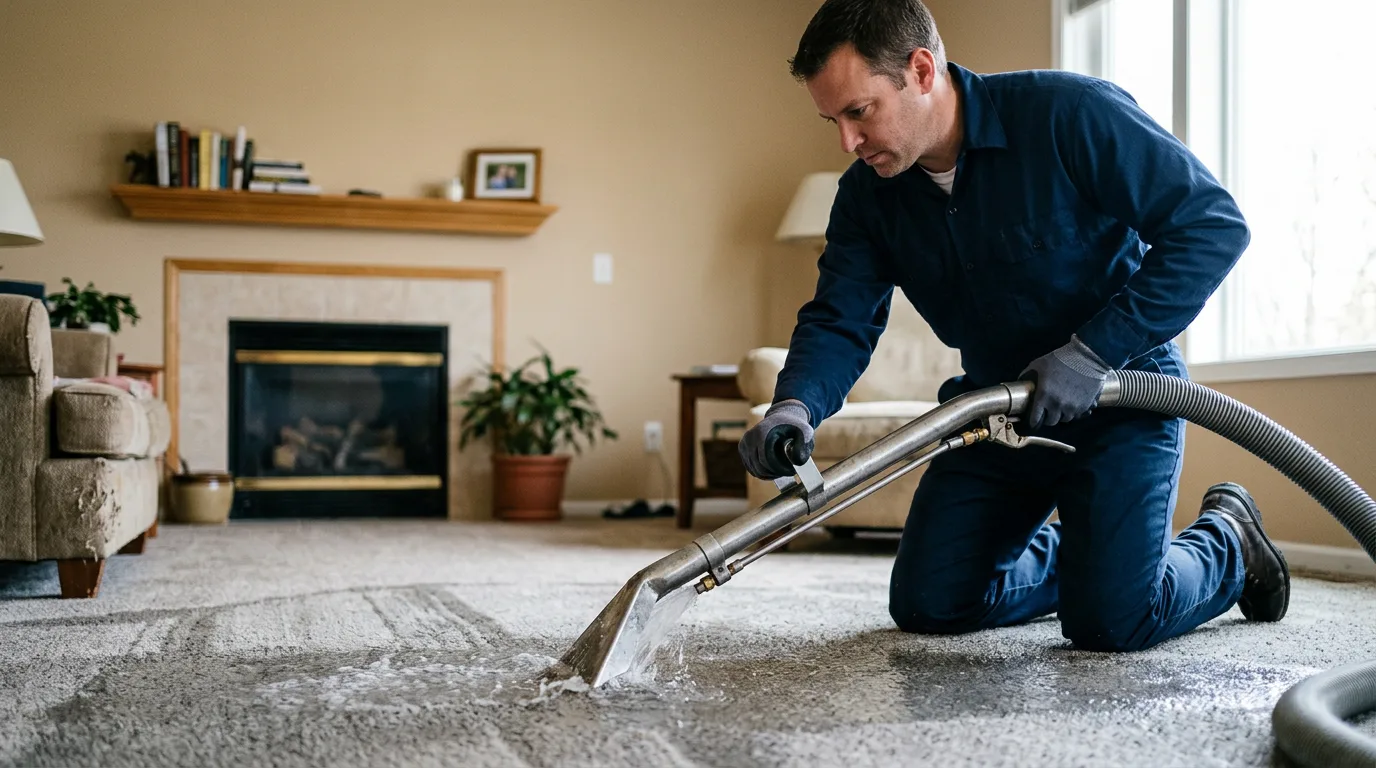 Water damage restoration technician working near Sanders, KY